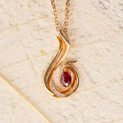 Natural Ruby Diamond Necklace. D:0.18ct 18K Gold